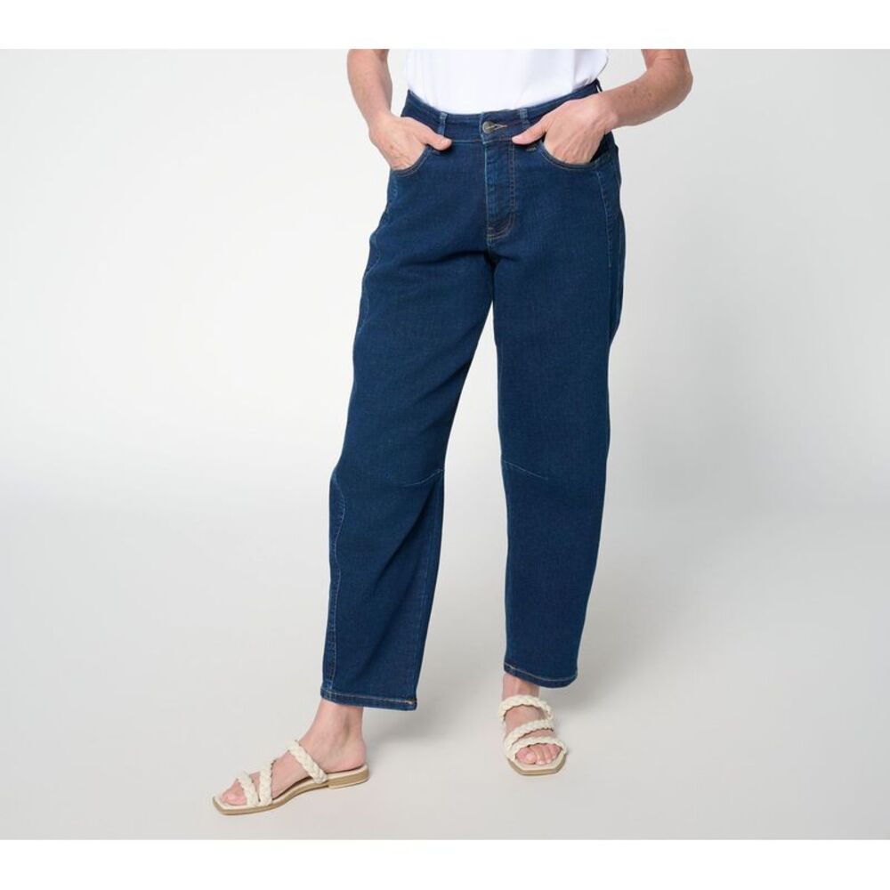 Warp + Weft Women's Pants Sz 8 Petite MYR Soft Curve Barrel Leg Blue